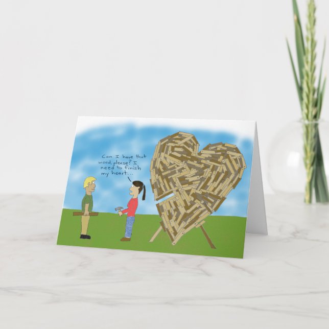 Tarjeta Festiva Wooden Valentine - Blank Inside (Personalizar) (Anverso)