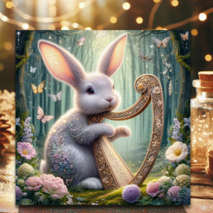 Tarjeta Festiva Woodland Bunny Floral Art Nouveau Pascua