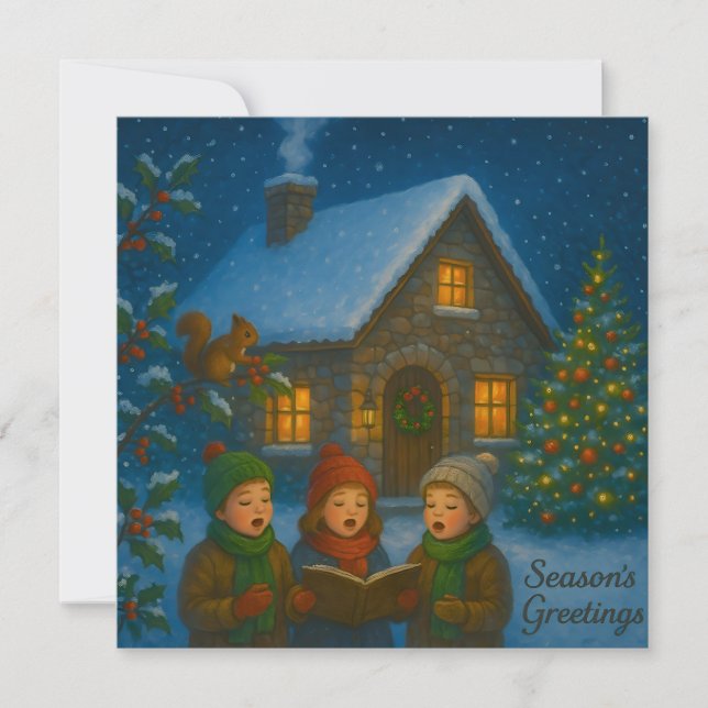 Tarjeta Festiva Woodland Carol Choir (Anverso)