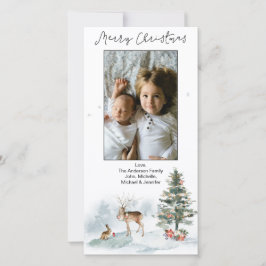 Tarjeta Festiva Woodland Forest Merry Christmas