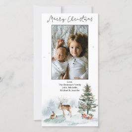 Tarjeta Festiva Woodland Forest Merry Christmas