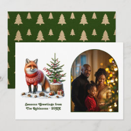 Tarjeta Festiva Woodland Fox Cozy Forest Christmas Magic Photo