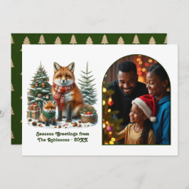 Tarjeta Festiva Woodland Fox Rustic Forest Christmas Photo