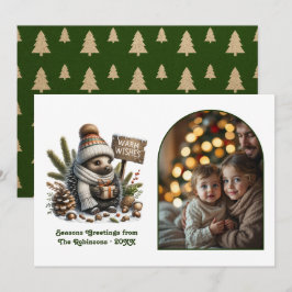Tarjeta Festiva Woodland Hedgehog Cozy Forest Christmas Photo