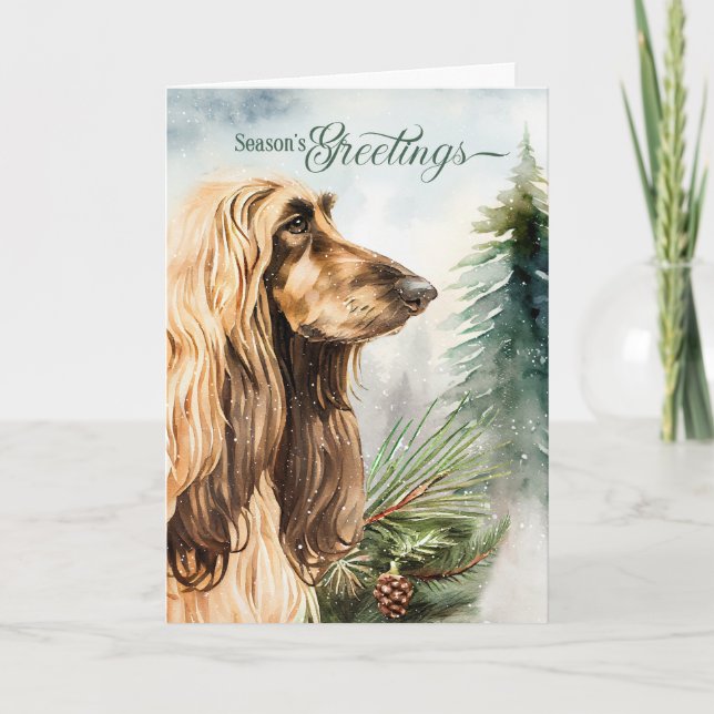 Tarjeta Festiva Woodland, la temporada de perros hongos afganos (Anverso)