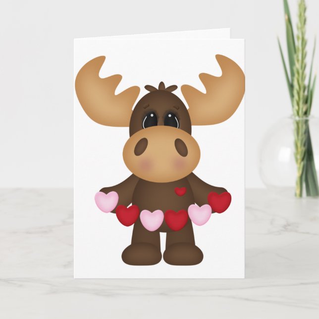 Tarjeta Festiva Woodland Love Moose (Anverso)