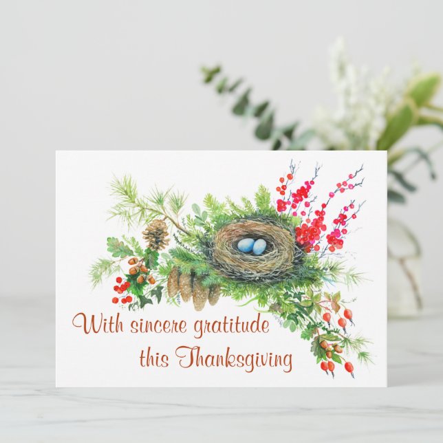 Tarjeta Festiva Woodland Treasures Customer Thankending (Anverso de pie)