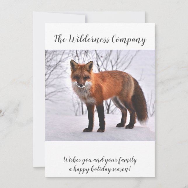 Tarjeta Festiva Woodlands Fox En Navidades De Nieve (Anverso)