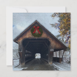 Tarjeta Festiva Woodstock Vermont Navideño Nevado