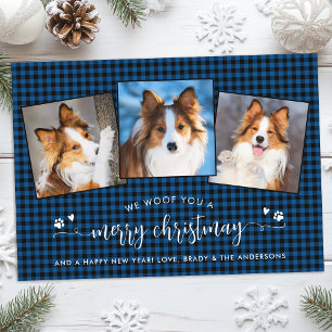 Tarjeta Festiva Woof You Merry Personalizado Collage de fotos de p