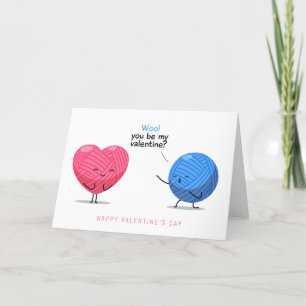 Tarjeta Festiva Wool Serás Mi San Valentín Tejido   Días festivos