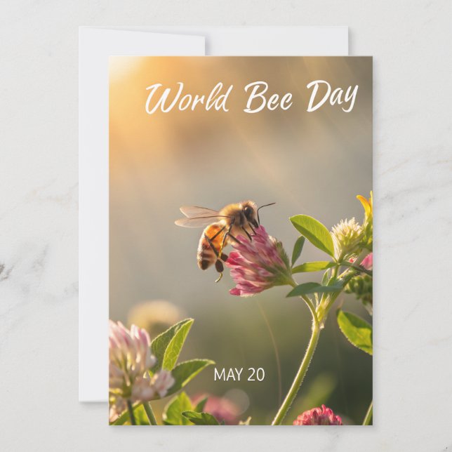 Tarjeta Festiva World Bee Day Honeybee Floral Art (Anverso)