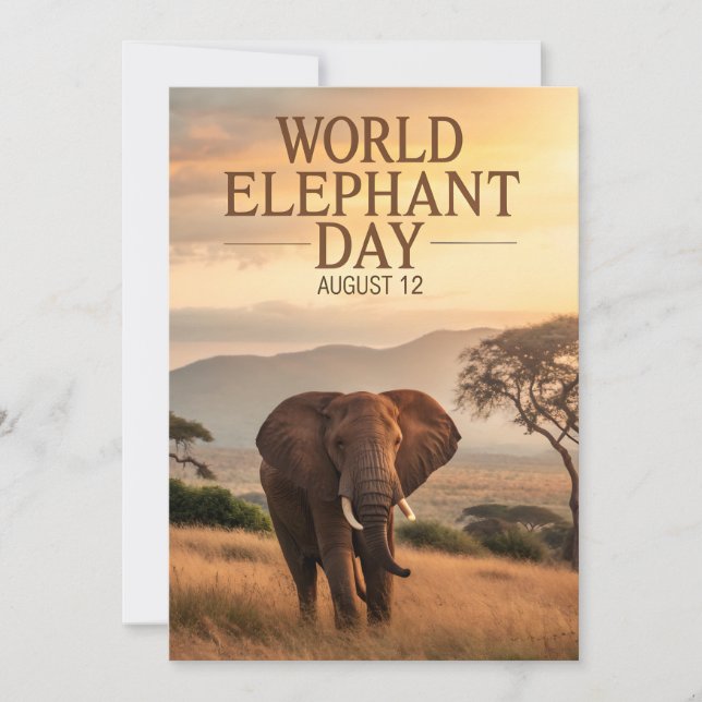 Tarjeta Festiva World Elephant Day African Savanna Art (Anverso)
