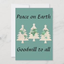 Tarjeta Festiva World Map Christmas Trees Card