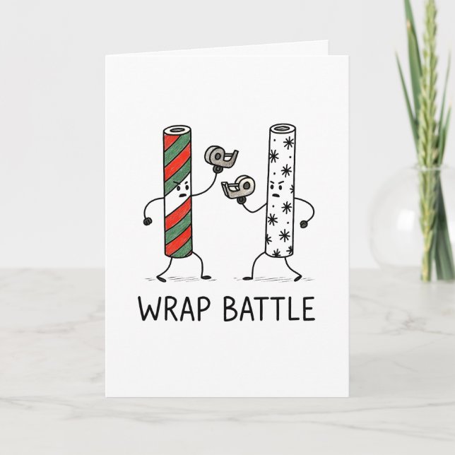 Tarjeta Festiva Wrap Battle - Funny Christmas Card (Anverso)