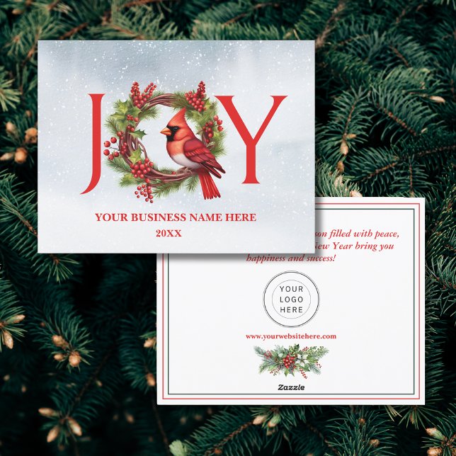 Tarjeta Festiva Wreath de acuarela de alegría de negocios con card (Send your Christmas greetings to clients and business partners with this chic custom card. Buy now!
)