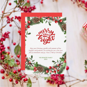 Tarjeta Festiva Wreath de estilo floral moderno y brillante