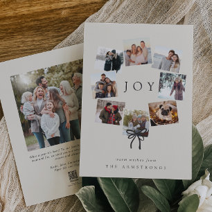 Tarjeta Festiva Wreath de foto Collage mínimo moderno