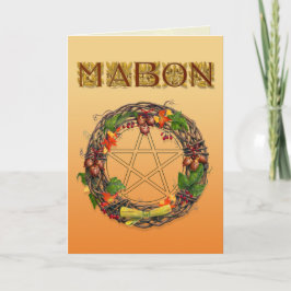 Tarjeta Festiva Wreath de Mabon con letras de roble