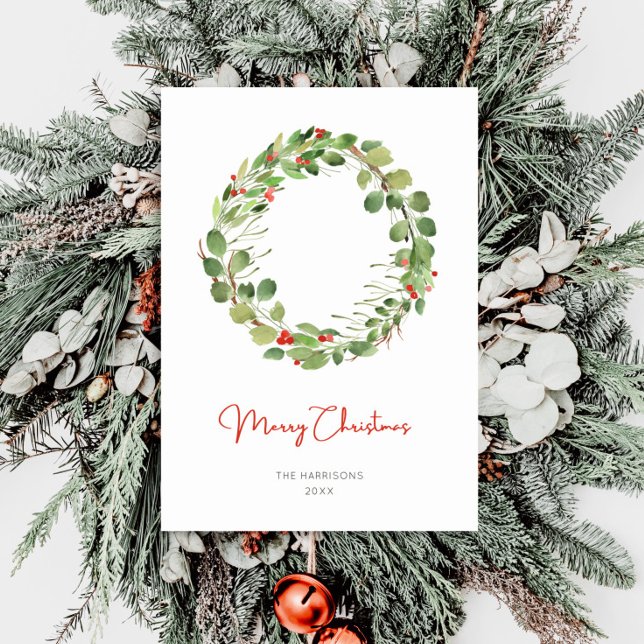 Tarjeta Festiva Wreath de Navidades acuarelas modernas (Subido por el creador)