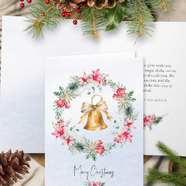 Tarjeta Festiva Wreath de Navidades de copos de nieve de la Campan