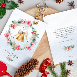 Tarjeta Festiva Wreath de Navidades rojos verdes de copas de nieve