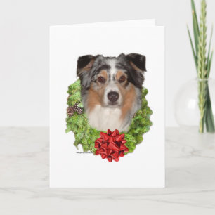 Tarjeta Festiva Wreath de pastor australiano