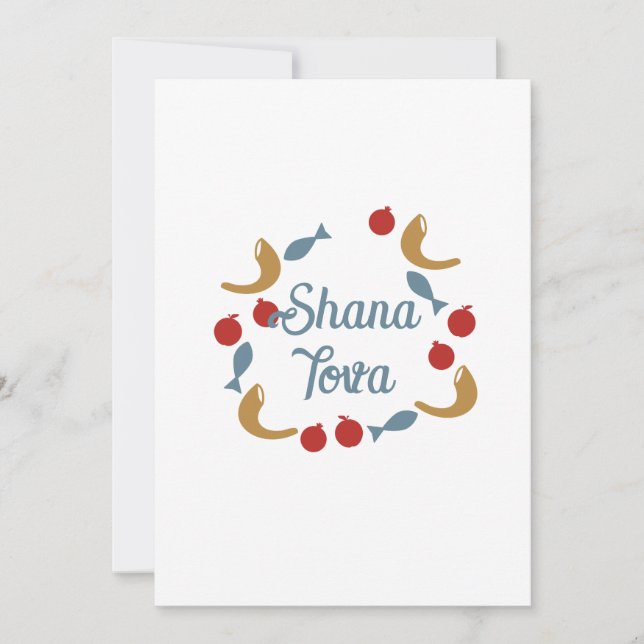 Tarjeta Festiva Wreath de Shana Tova (Anverso)