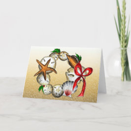 Tarjeta Festiva Wreath de shell - Navidades/Tarjeta de vacaciones
