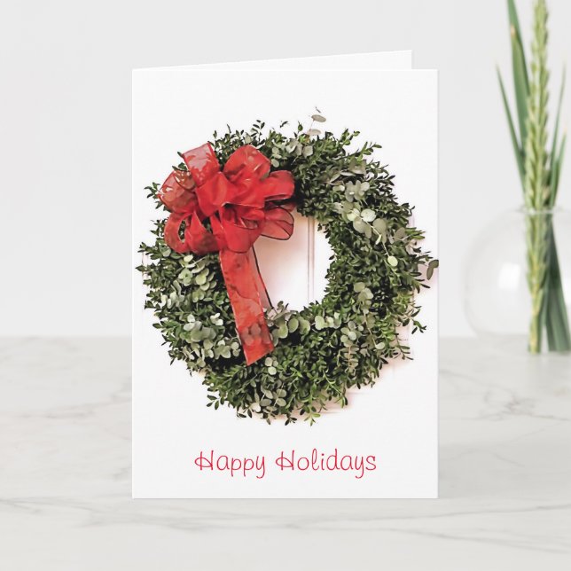Tarjeta Festiva Wreath de vacaciones (Anverso)