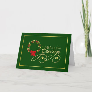 Tarjeta Festiva Wreath de vacaciones - Navidades elegantes con tar