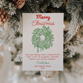 Tarjeta Festiva Wreath De Vestido Rojo Retro No Navidades De Fotog