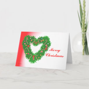 Tarjeta Festiva Wreath del corazón de los navidades