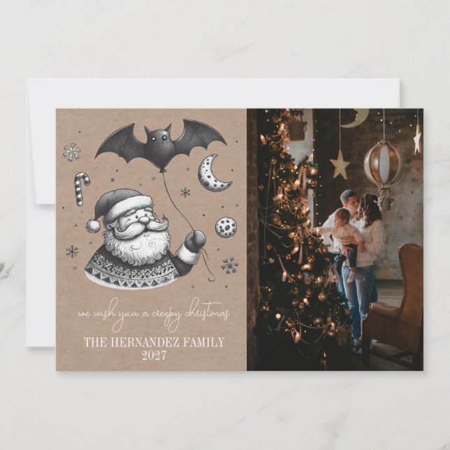 Tarjeta Festiva Wreath espeluznante (Anverso)