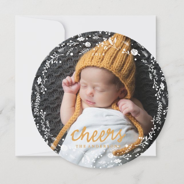 Tarjeta Festiva Wreath Foliage CHEERS (Anverso)