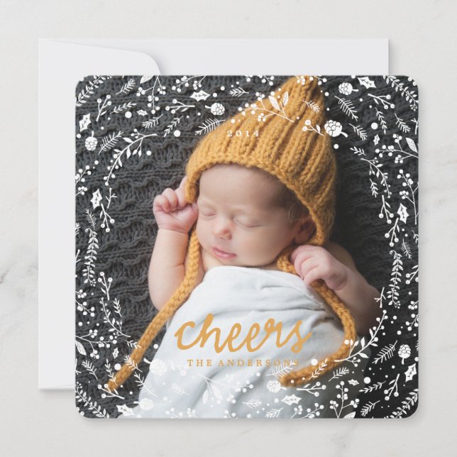 Tarjeta Festiva Wreath Foliage CHEERS (Anverso)