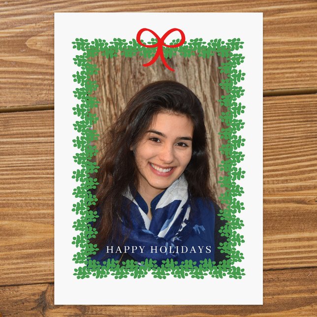 Tarjeta Festiva Wreath Framed Holiday Photo Card (Subido por el creador)