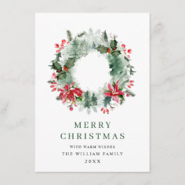 Tarjeta Festiva Wreath Holly Berry Pine Forest Navidades
