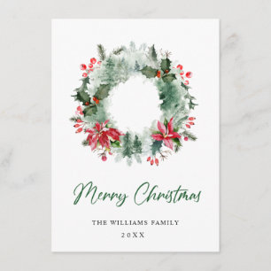 Tarjeta Festiva Wreath Holly Berry Pine Forest Navidades