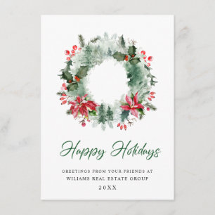 Tarjeta Festiva Wreath Holly Berry Pine Forest Navidades