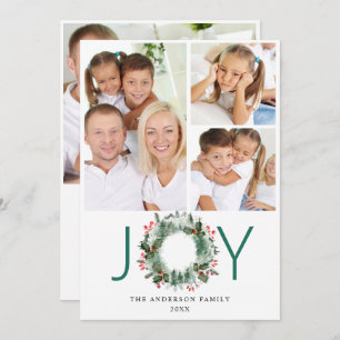 Tarjeta Festiva Wreath Holly Berry Pine Fotografía de bienvenida