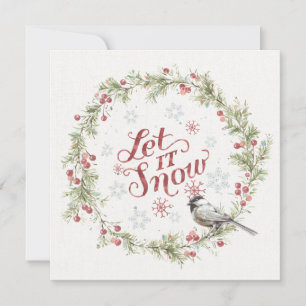 Tarjeta Festiva Wreath invernal - Que nieve