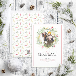 Tarjeta Festiva Wreath Merry Christmas Photo