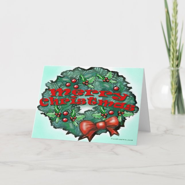 Tarjeta Festiva Wreath navidades (Anverso)
