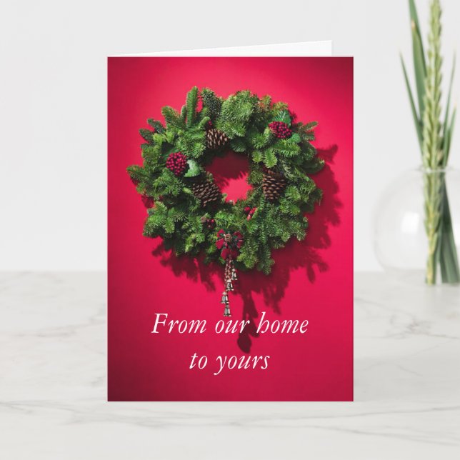 Tarjeta Festiva Wreath navidades (Anverso)