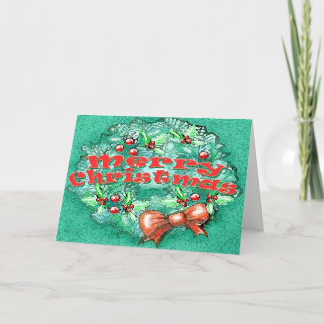 Tarjeta Festiva Wreath navidades (Anverso)