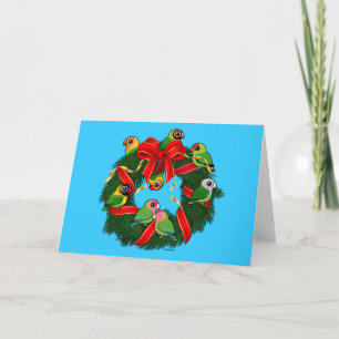 Tarjeta Festiva Wreath, Navidades Birdorable de Lovebirds