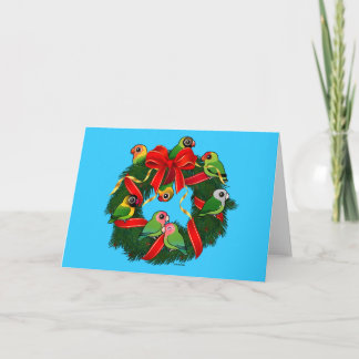 Tarjeta Festiva Wreath, Navidades Birdorable de Lovebirds