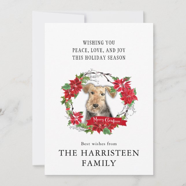 Tarjeta Festiva Wreath, Navidades de acuarela del territorio galés (Anverso)