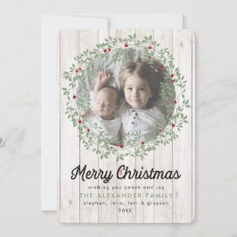 Tarjeta Festiva Wreath, Navidades de granjas | Comprobación de búf